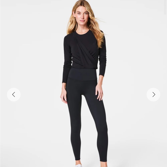 SPANX NWT Black Long Sleeve Drape Top - Picture 3 of 8
